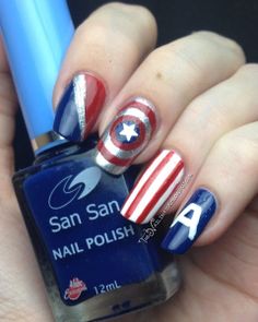 Nail Art-nerd-capitan-america